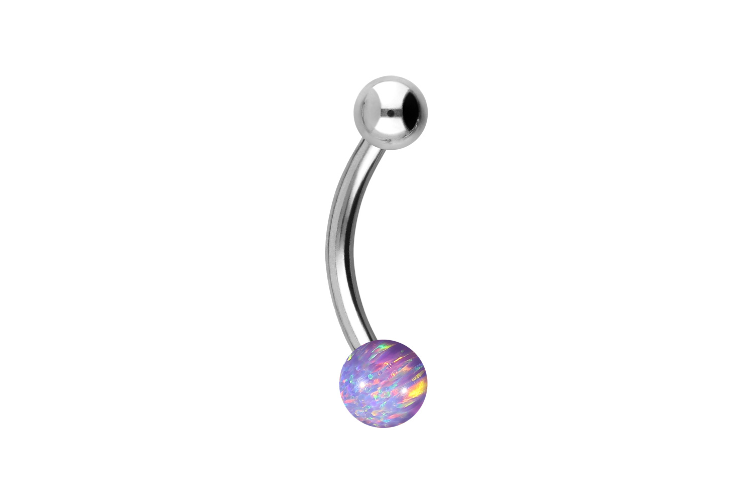 Chirurgenstahl Mini Bananabell Piercing SYNTHETISCHER OPAL + CHIRURGENSTAHL-KUGEL